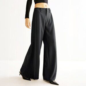NWT Commense Side Pleated Wide-Leg Pants - Black - Sz L (8/10)